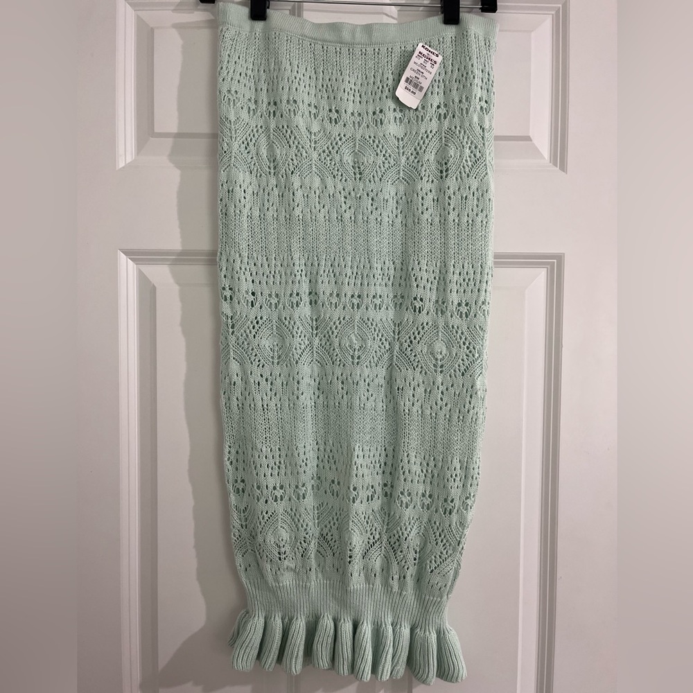 LC Lauren Conrad green woven midi skirt Size M